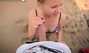 blowjob on the littoral - doggystyle less swimsuit - X-rated teen sucks big weasel words