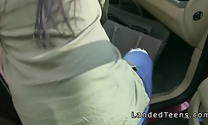 Teen hitchhiker bangs in strangers car