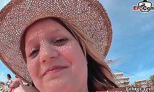 German Weathergirl toss roughly 18yo traveller Teen at mallorca seashore