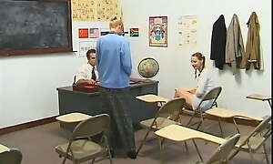 Pigtailed young whore gives her teacher a wet blowjob