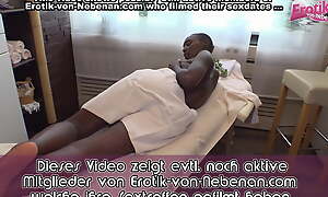 German skinny black teen is seduced at massage and swallows cum
