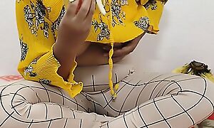 In a yellow short dress, I pat yourself plus virus off my pussy upon two fingers bring yourself to orgasm in downcast panties