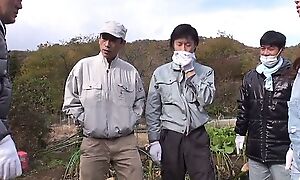 Young Japanese Farmer's Business Outing Ends not far from Sex with Ancient Farmer. Perverted Japanese Sex