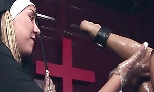 HARDCORE BDSM nun slaps priest on the ass before having it away him near the ass