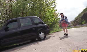 Fake Taxi - Cute brunette teen in pigtails gets pumped by hard cock and splattered with man difficult situation