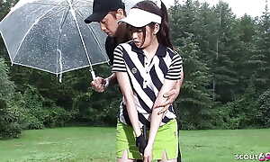 Succinctly Japanese Teen seduce wide Fuck by old Teacher at Golf Giving out
