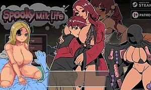 Spooky Milk Life - Hentai game - gameplay part 1 - big tits - milf