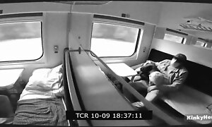 Real couple shot at sex overhead hammer away train trip