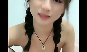 cute oriental girl making out say no to boyfriend on webcam