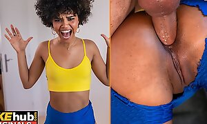 FAKEhub - Sexy young ebony pamper gets pranked by her housemate before having anal carnal knowledge