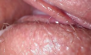 Extremely closeup coitus with friend's fiance, tight creamy fuck added to cum on pussy