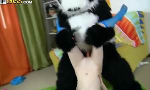 Skinny bitch Nicki is having wild fun nearby nasty pandas