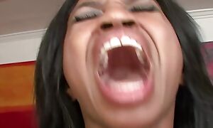 Only loud moans keester be heard as this black girl rides a big black bushwa