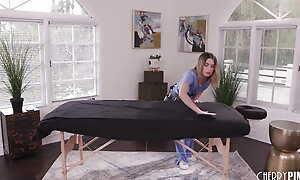 Stepdad Oil Massage for Diminutive All Natural Hot Blonde Babe Chanel Camryn
