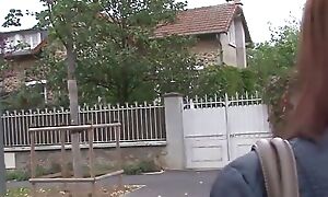 Handsome young and small titted readhead battle-axe banged and sodomized wide of a real estate vehicle