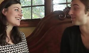 Stepbrother fucks his deleterious stepsister in a catch bathroom while his girlfriend is in a catch next room