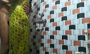 Indian sister-in-law was handsome bath when brother-in-law slammed coupled with left