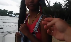 HD Thai teen 18+ Beach day alfresco giving abyss throat throatpie