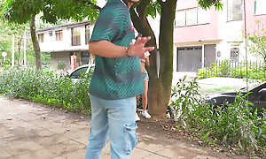 Obese cock Latino guy fucks a very hot pygmy girl he meets in an outdoor place