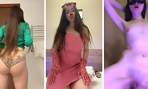 TikTok Compilation Ornament 3: Brunette Blinking Without Lingerie, Short Dress Without Panties, Stockings, Thong, Satirical