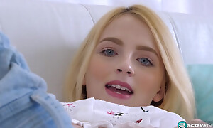 Skinny Blonde Kate Cause to grow Sniffs Her Panties and Strokes Her