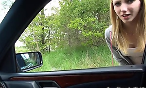Stranded teen hitchhike and gets pounded hard on chum around with annoy carhood