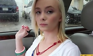 Skinny teen Maddy Pinkish fucked and cum facialed in be transferred to car