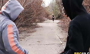 Hiking Turns Interracial Threesome Sex - Leah Lee
