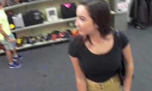 College girl customer base her big boobs with the addition of pussy for the goods