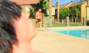 Gay movie of Horny young house-servant Tyler Bolt is out beside the pool when