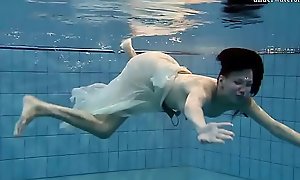 Interior Czech teen hairy pussy in the pool
