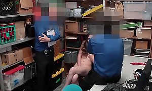 Two dirty LP officer blushing together with fucked a teen thief