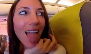 A stranger on the plane gives me a blowjob increased by swallows