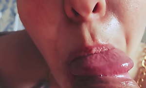 slobbery blowjob close-up on touching cum in mouth - Ezik01 18+
