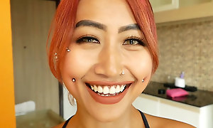 Kinky lay Asian teen Fang blowjob and sex on camera