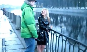 Casual Teen Dealings - Latex coat is a sign - she wants to fuck hard!